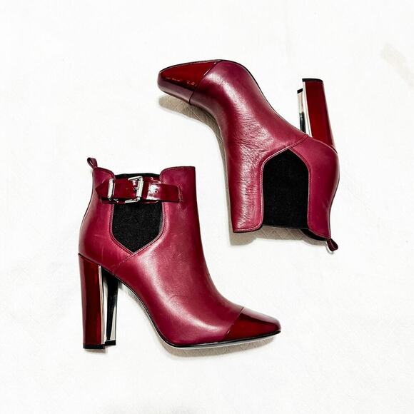 Pour La Victoire Bissit Ankle Boot Red Patent Leather Contrast Toe Size 9.5 NEW - Picture 6 of 6